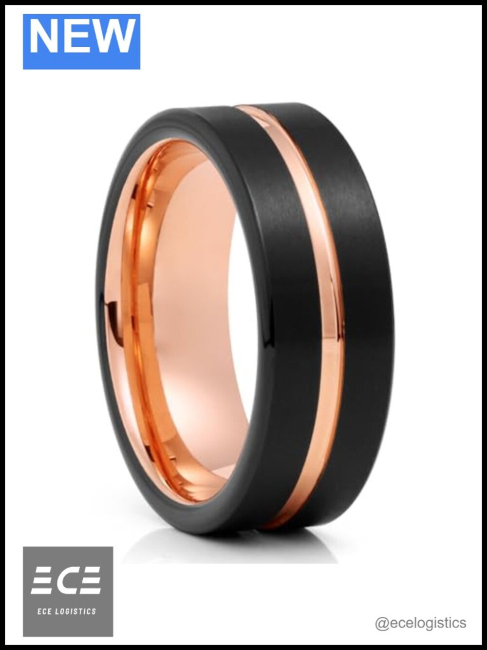 Tungsten Carbide Wedding Band 8mm Comfort Fit Center Groove Flat Ring